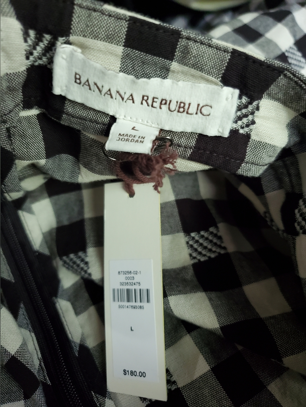 Banana Republic Square-Neck Apron Maxi Dress Size Large In Black Gingham Cotton - Picture 5 of 5